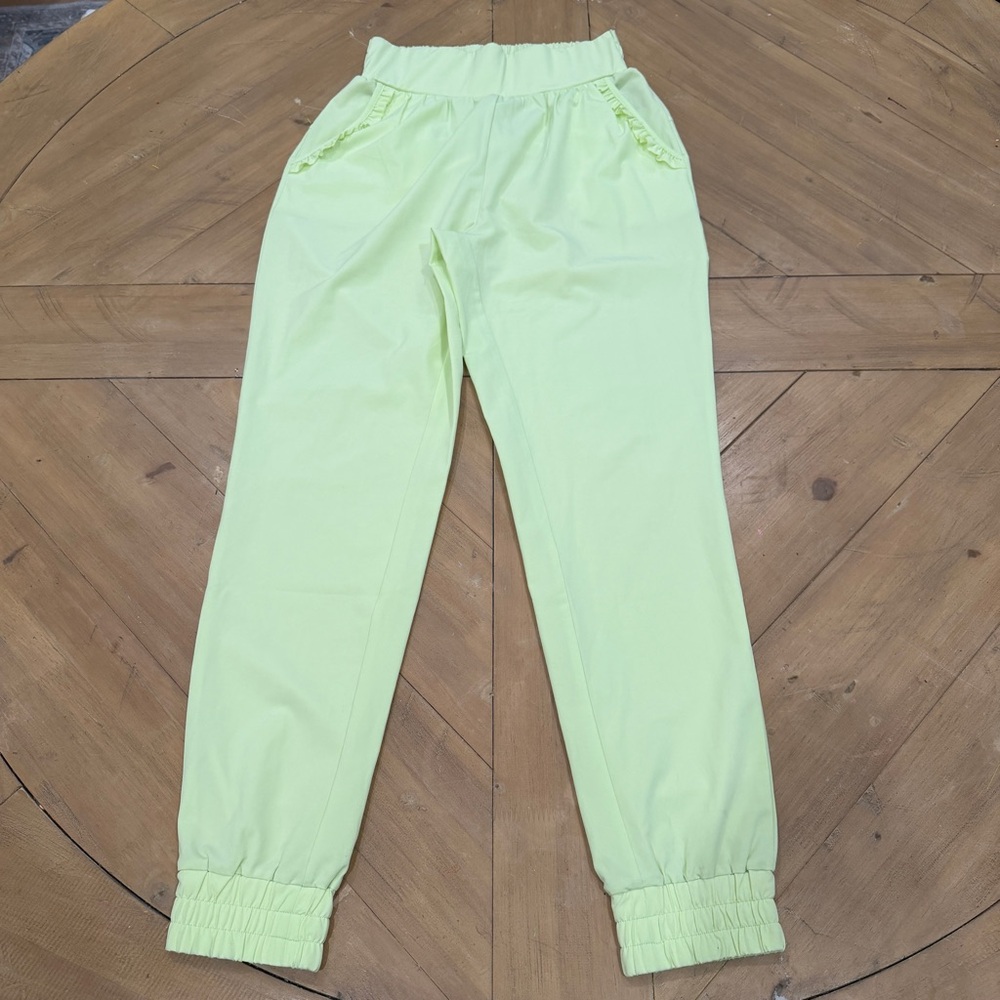 Jo+Jax Lime Green Elastic Dance Jogger Pants Small